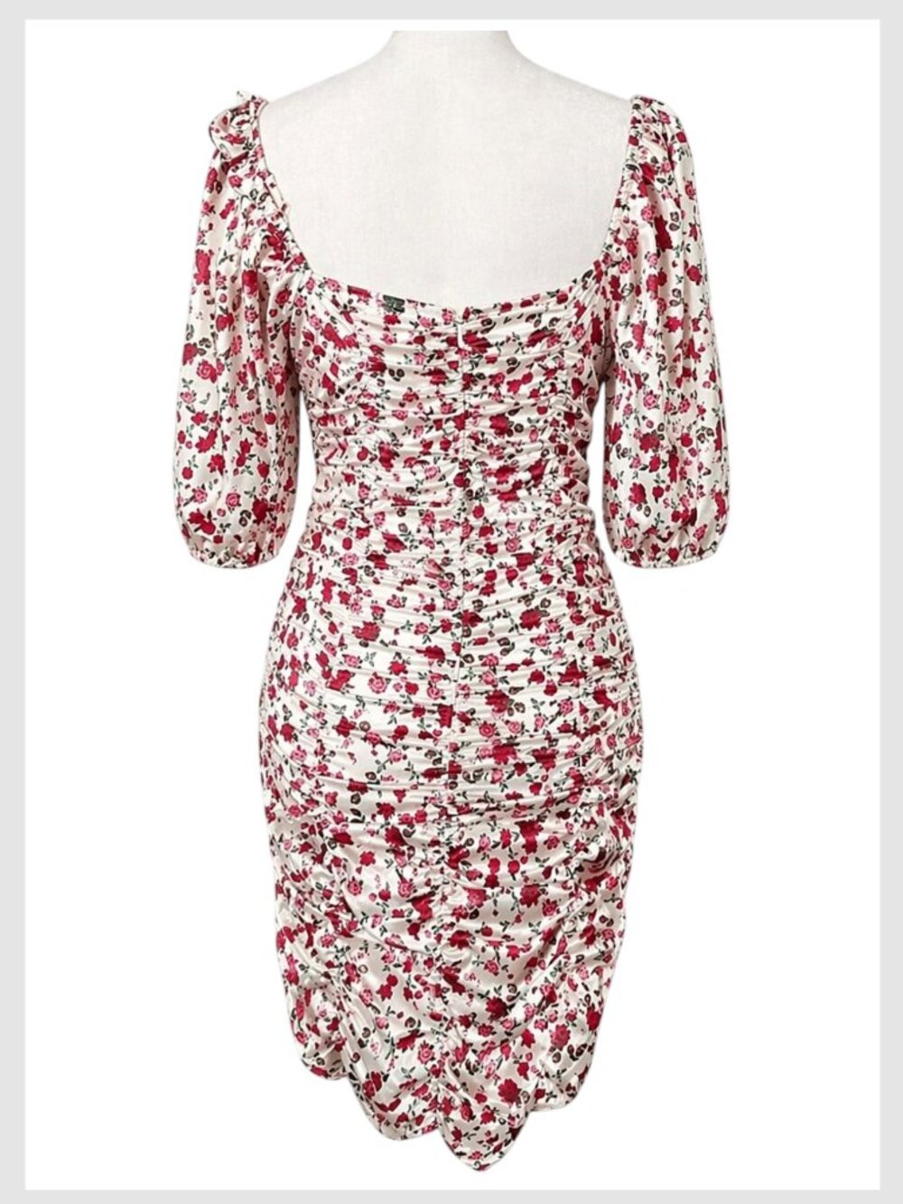 For Love & Lemons White Floral Ruched Mini Dress Sweetheart S - Picture 5 of 12